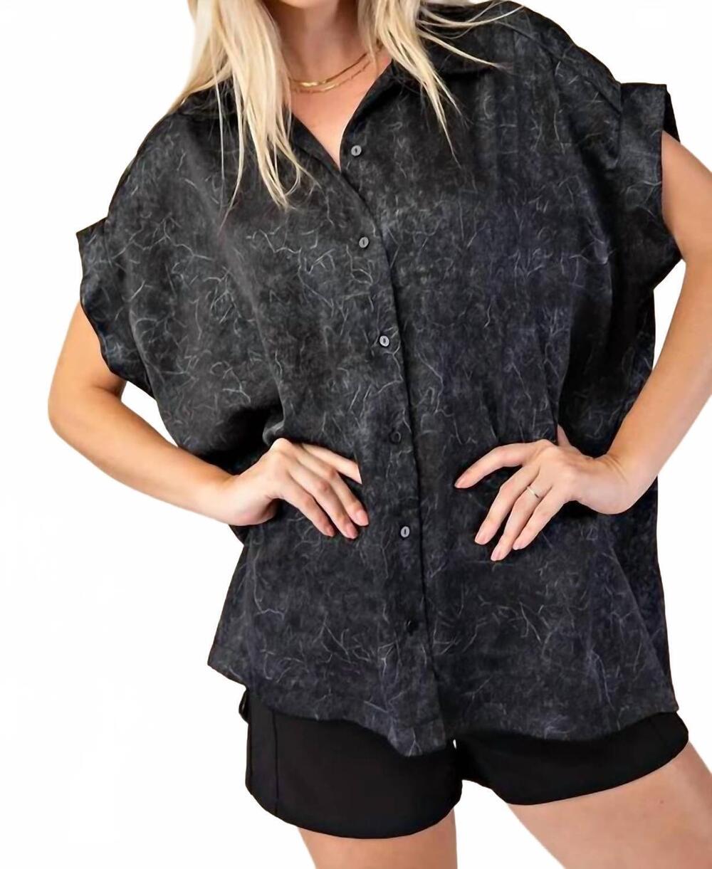 NEW GLAM oversized button down blouse in grey
